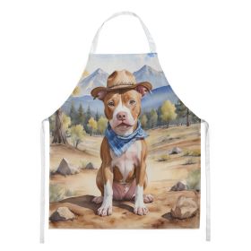 Pit Bull Terrier Cowboy Welcome Apron Cooking Kitchen Server Baking Crafts Gardening for Adult Women Men, Unisex, Large, Multicolor