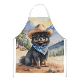 Pomeranian Cowboy Welcome Apron Cooking Kitchen Server Baking Crafts Gardening for Adult Women Men, Unisex, Large, Multicolor