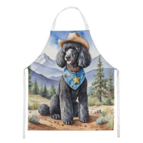 Black Poodle Cowboy Welcome Apron Cooking Kitchen Server Baking Crafts Gardening for Adult Women Men, Unisex, Large, Multicolor