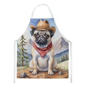 Pug Cowboy Welcome Apron Cooking Kitchen Server Baking Crafts Gardening for Adult Women Men, Unisex, Large, Multicolor