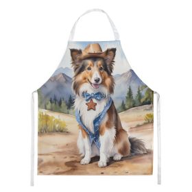 Sheltie Cowboy Welcome Apron Cooking Kitchen Server Baking Crafts Gardening for Adult Women Men, Unisex, Large, Multicolor