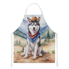 Siberian Husky Cowboy Welcome Apron Cooking Kitchen Server Baking Crafts Gardening for Adult Women Men, Unisex, Large, Multicolor