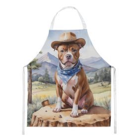 Staffordshire Bull Terrier Cowboy Welcome Apron Cooking Kitchen Server Baking Crafts Gardening for Adult Women Men, Unisex, Large, Multicolor
