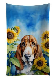 Basset Hound in Sunflowers Kitchen Towel Dish Cloths Guest Hand Towel Decorative Bathroom Towel for Face,Tea, Dishcloth, Kitchen and Bath