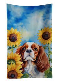 Cavalier Spaniel in Sunflowers Kitchen Towel Dish Cloths Guest Hand Towel Decorative Bathroom Towel for Face,Tea, Dishcloth, Kitchen and Bath