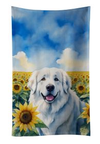 Great Pyrenees in Sunflowers Kitchen Towel Dish Cloths Guest Hand Towel Decorative Bathroom Towel for Face,Tea, Dishcloth, Kitchen and Bath