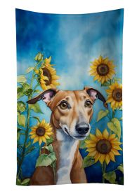 Greyhound in Sunflowers Kitchen Towel Dish Cloths Guest Hand Towel Decorative Bathroom Towel for Face,Tea, Dishcloth, Kitchen and Bath