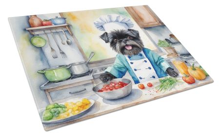 Affenpinscher The Chef Glass Cutting Board Decorative Tempered Glass Kitchen Cutting and Serving Board Large Size Chopping Board