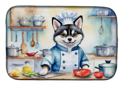 Alaskan Klee Kai The Chef Dish Drying Mat Absorbent Dish Drying Mat Pad for Kitchen Counter Dish Drainer Mat for Countertop, 14 x 21, Multicolor