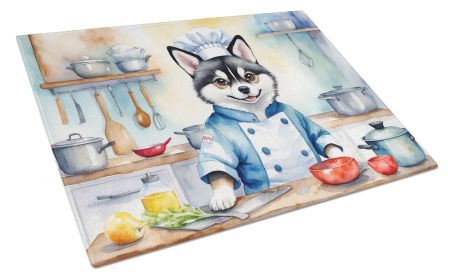 Alaskan Klee Kai The Chef Glass Cutting Board Decorative Tempered Glass Kitchen Cutting and Serving Board Large Size Chopping Board
