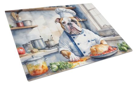 American Bulldog The Chef Glass Cutting Board Decorative Tempered Glass Kitchen Cutting and Serving Board Large Size Chopping Board