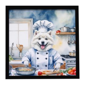 American Eskimo The Chef Framed Metal Print Bathroom, Kitchen, Office, Home Decor Wall Art Ready to Hang, Square, 8X8