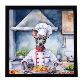 American Hairless Terrier The Chef Framed Metal Print Bathroom, Kitchen, Office, Home Decor Wall Art Ready to Hang, Square, 8X8
