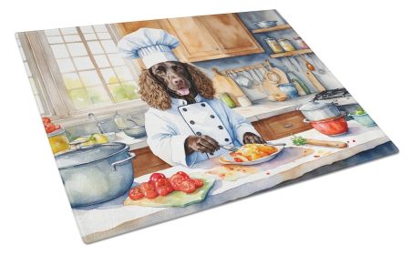 American Water Spaniel The Chef Glass Cutting Board Decorative Tempered Glass Kitchen Cutting and Serving Board Large Size Chopping Board