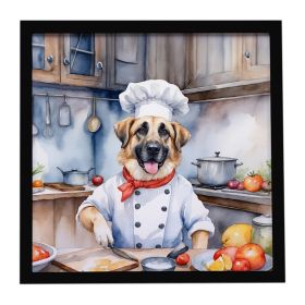 Anatolian Shepherd The Chef Framed Metal Print Bathroom, Kitchen, Office, Home Decor Wall Art Ready to Hang, Square, 8X8