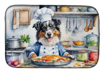 Australian Shepherd The Chef Dish Drying Mat Absorbent Dish Drying Mat Pad for Kitchen Counter Dish Drainer Mat for Countertop, 14 x 21, Multicolor