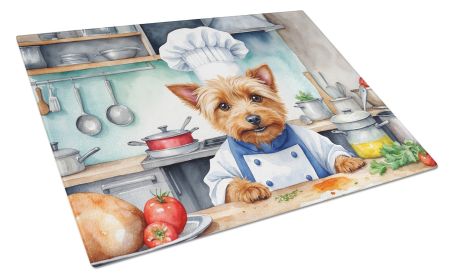 Australian Terrier The Chef Glass Cutting Board Decorative Tempered Glass Kitchen Cutting and Serving Board Large Size Chopping Board