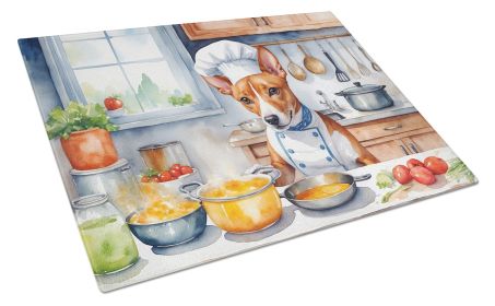 Basenji The Chef Glass Cutting Board Decorative Tempered Glass Kitchen Cutting and Serving Board Large Size Chopping Board