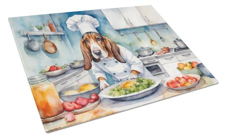 Basset Hound The Chef Glass Cutting Board Decorative Tempered Glass Kitchen Cutting and Serving Board Large Size Chopping Board
