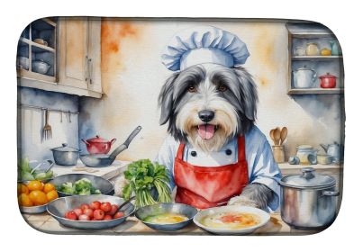 Bearded Collie The Chef Dish Drying Mat Absorbent Dish Drying Mat Pad for Kitchen Counter Dish Drainer Mat for Countertop, 14 x 21, Multicolor