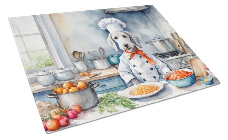 Bedlington Terrier The Chef Glass Cutting Board Decorative Tempered Glass Kitchen Cutting and Serving Board Large Size Chopping Board