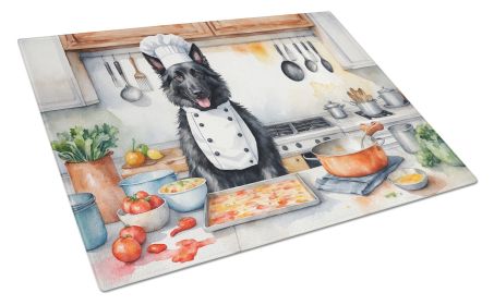 Belgian Sheepdog The Chef Glass Cutting Board Decorative Tempered Glass Kitchen Cutting and Serving Board Large Size Chopping Board