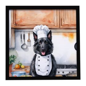Belgian Sheepdog The Chef Framed Metal Print Bathroom, Kitchen, Office, Home Decor Wall Art Ready to Hang, Square, 8X8