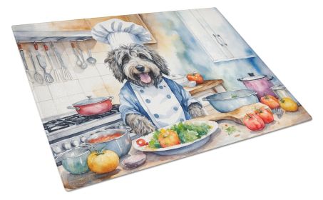 Bergamasco Sheepdog The Chef Glass Cutting Board Decorative Tempered Glass Kitchen Cutting and Serving Board Large Size Chopping Board