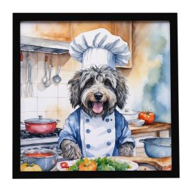 Bergamasco Sheepdog The Chef Framed Metal Print Bathroom, Kitchen, Office, Home Decor Wall Art Ready to Hang, Square, 8X8