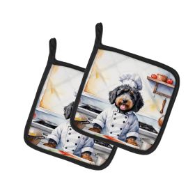 Bernedoodle The Chef Pair of Pot Holders Kitchen Heat Resistant Pot Holders Sets Oven Hot Pads for Cooking Baking BBQ, 7 1/2 x 7 1/2