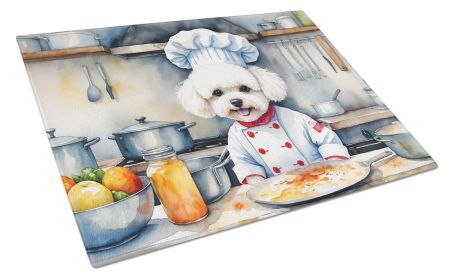 Bichon Frise The Chef Glass Cutting Board Decorative Tempered Glass Kitchen Cutting and Serving Board Large Size Chopping Board