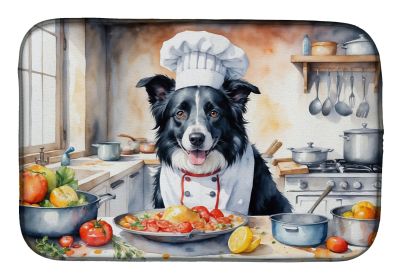 Border Collie The Chef Dish Drying Mat Absorbent Dish Drying Mat Pad for Kitchen Counter Dish Drainer Mat for Countertop, 14 x 21, Multicolor