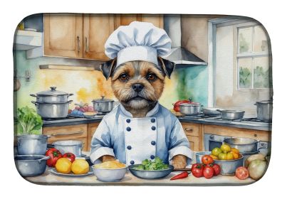 Border Terrier The Chef Dish Drying Mat Absorbent Dish Drying Mat Pad for Kitchen Counter Dish Drainer Mat for Countertop, 14 x 21, Multicolor