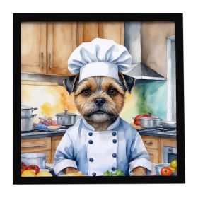 Border Terrier The Chef Framed Metal Print Bathroom, Kitchen, Office, Home Decor Wall Art Ready to Hang, Square, 8X8