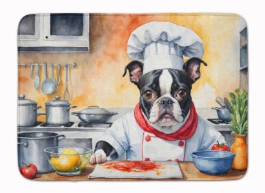 Boston Terrier The Chef Memory Foam Kitchen Mat Machine Washable Anti-Fatigue Mat Cushion Comfort Bath Mat or Kitchen Rug