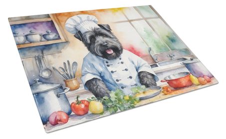 Bouvier des Flandres The Chef Glass Cutting Board Decorative Tempered Glass Kitchen Cutting and Serving Board Large Size Chopping Board