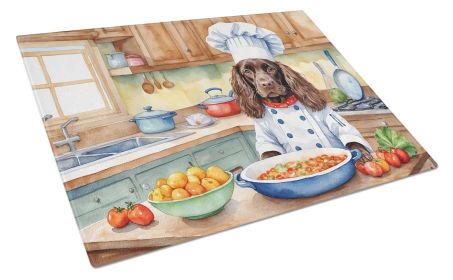 Boykin Spaniel The Chef Glass Cutting Board Decorative Tempered Glass Kitchen Cutting and Serving Board Large Size Chopping Board