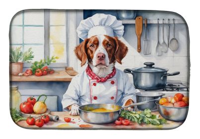 Brittany Spaniel The Chef Dish Drying Mat Absorbent Dish Drying Mat Pad for Kitchen Counter Dish Drainer Mat for Countertop, 14 x 21, Multicolor