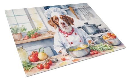 Brittany Spaniel The Chef Glass Cutting Board Decorative Tempered Glass Kitchen Cutting and Serving Board Large Size Chopping Board