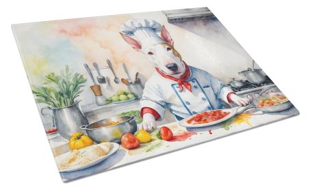 Bull Terrier The Chef Glass Cutting Board Decorative Tempered Glass Kitchen Cutting and Serving Board Large Size Chopping Board
