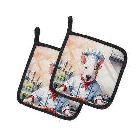 Bull Terrier The Chef Pair of Pot Holders Kitchen Heat Resistant Pot Holders Sets Oven Hot Pads for Cooking Baking BBQ, 7 1/2 x 7 1/2