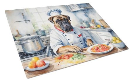 Bullmastiff The Chef Glass Cutting Board Decorative Tempered Glass Kitchen Cutting and Serving Board Large Size Chopping Board