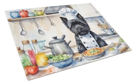 Cairn Terrier The Chef Glass Cutting Board Decorative Tempered Glass Kitchen Cutting and Serving Board Large Size Chopping Board