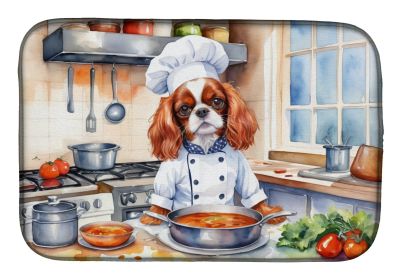 Cavalier Spaniel The Chef Dish Drying Mat Absorbent Dish Drying Mat Pad for Kitchen Counter Dish Drainer Mat for Countertop, 14 x 21, Multicolor