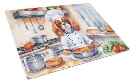 Cavalier Spaniel The Chef Glass Cutting Board Decorative Tempered Glass Kitchen Cutting and Serving Board Large Size Chopping Board