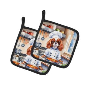 Cavalier Spaniel The Chef Pair of Pot Holders Kitchen Heat Resistant Pot Holders Sets Oven Hot Pads for Cooking Baking BBQ, 7 1/2 x 7 1/2