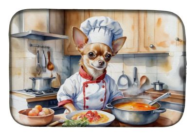 Chihuahua The Chef Dish Drying Mat Absorbent Dish Drying Mat Pad for Kitchen Counter Dish Drainer Mat for Countertop, 14 x 21, Multicolor