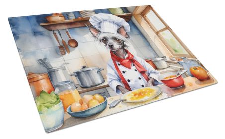 Chinese Crested The Chef Glass Cutting Board Decorative Tempered Glass Kitchen Cutting and Serving Board Large Size Chopping Board
