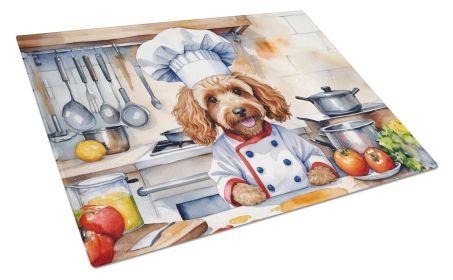 Cockapoo The Chef Glass Cutting Board Decorative Tempered Glass Kitchen Cutting and Serving Board Large Size Chopping Board