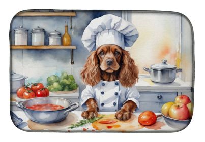 Cocker Spaniel The Chef Dish Drying Mat Absorbent Dish Drying Mat Pad for Kitchen Counter Dish Drainer Mat for Countertop, 14 x 21, Multicolor